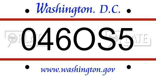 046OS5 District Of Columbia License Plate