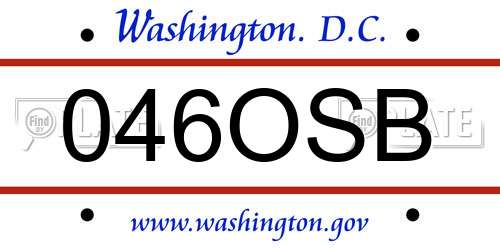 046OSB District Of Columbia License Plate