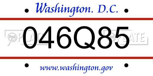 046Q85 District Of Columbia License Plate