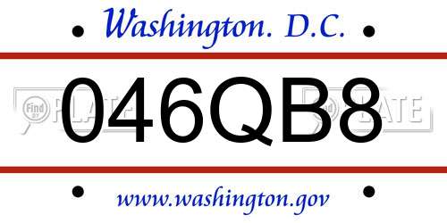 046QB8 District Of Columbia License Plate