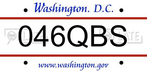 046QBS District Of Columbia License Plate