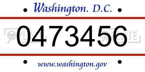 0473456 District Of Columbia License Plate
