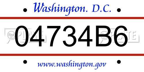 04734B6 District Of Columbia License Plate