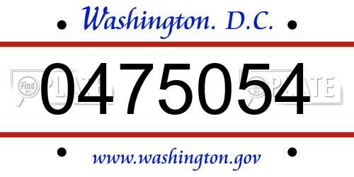 0475054 District Of Columbia License Plate