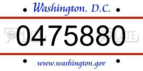 0475880 District Of Columbia License Plate