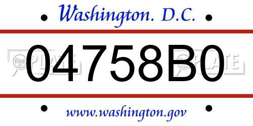 04758B0 District Of Columbia License Plate