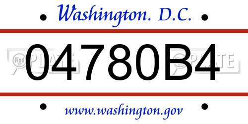 04780B4 District Of Columbia License Plate