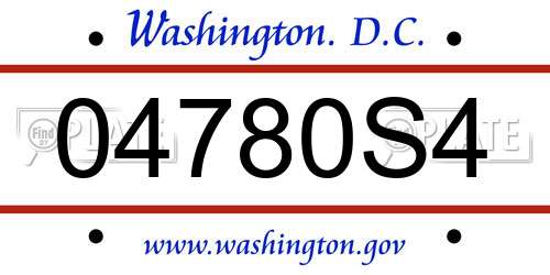 04780S4 District Of Columbia License Plate