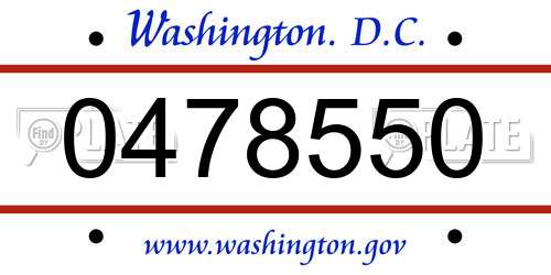 0478550 District Of Columbia License Plate