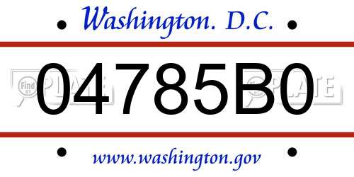 04785B0 District Of Columbia License Plate