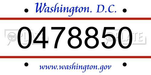 0478850 District Of Columbia License Plate