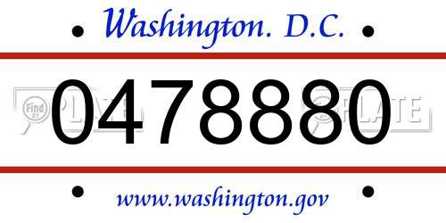 0478880 District Of Columbia License Plate