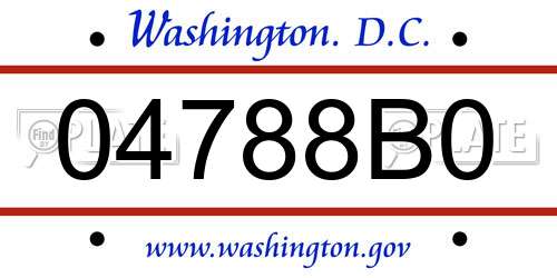 04788B0 District Of Columbia License Plate