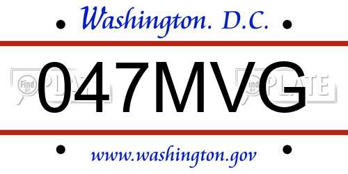 047MVG District Of Columbia License Plate