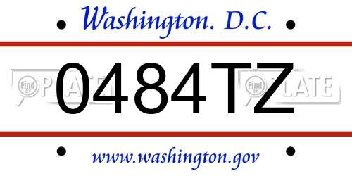 0484TZ District Of Columbia License Plate