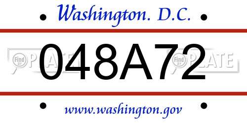 048A72 District Of Columbia License Plate