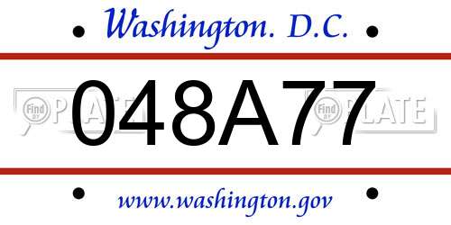 048A77 District Of Columbia License Plate
