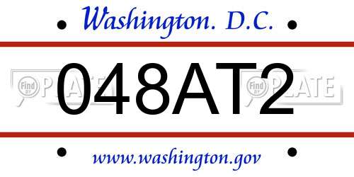 048AT2 District Of Columbia License Plate