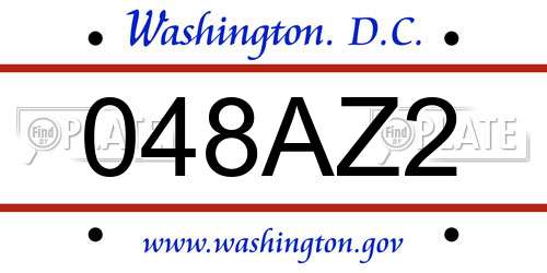 048AZ2 District Of Columbia License Plate