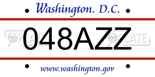 048AZZ District Of Columbia License Plate