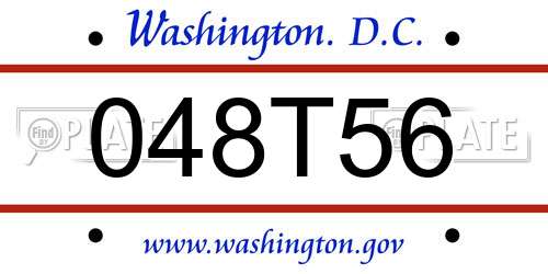 048T56 District Of Columbia License Plate