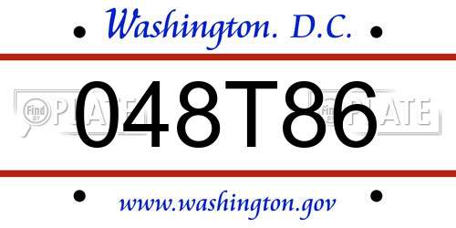 048T86 District Of Columbia License Plate
