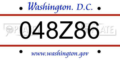 048Z86 District Of Columbia License Plate