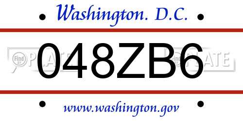 048ZB6 District Of Columbia License Plate