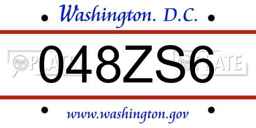 048ZS6 District Of Columbia License Plate