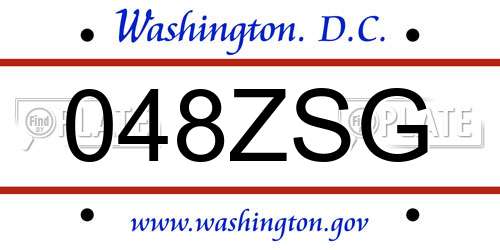 048ZSG District Of Columbia License Plate
