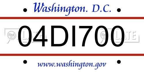 04DI700 District Of Columbia License Plate
