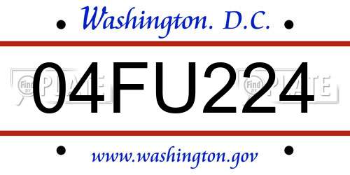 04FU224 District Of Columbia License Plate