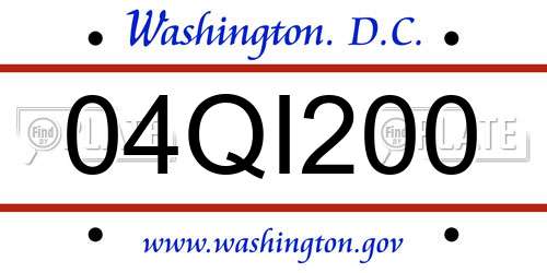 04QI200 District Of Columbia License Plate