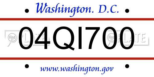 04QI700 District Of Columbia License Plate