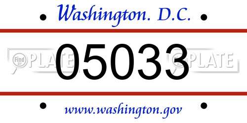 05033 District Of Columbia License Plate