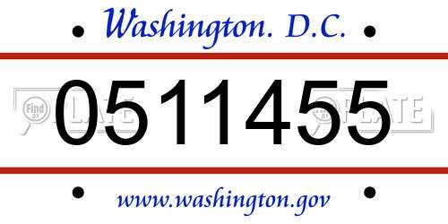 0511455 District Of Columbia License Plate