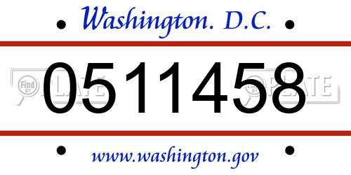 0511458 District Of Columbia License Plate