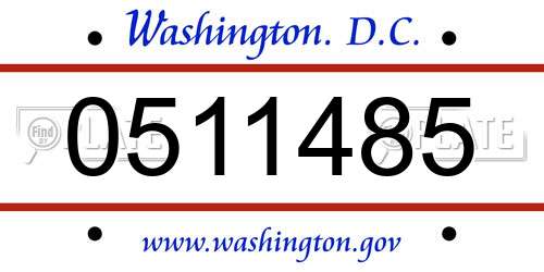0511485 District Of Columbia License Plate