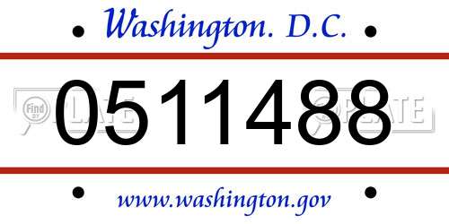 0511488 District Of Columbia License Plate