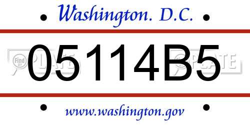 05114B5 District Of Columbia License Plate