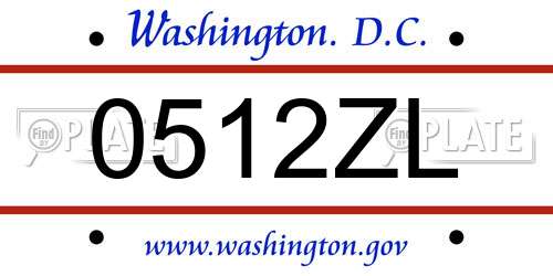 0512ZL District Of Columbia License Plate