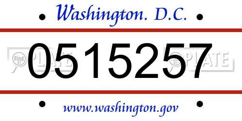 0515257 District Of Columbia License Plate