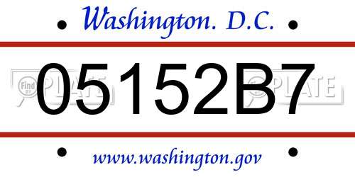 05152B7 District Of Columbia License Plate