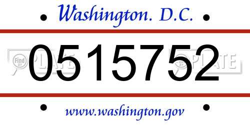0515752 District Of Columbia License Plate