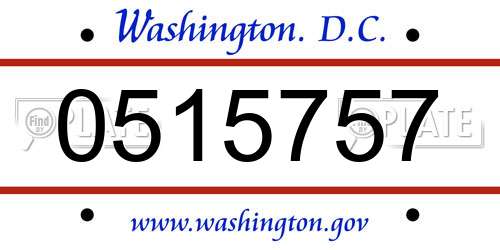 0515757 District Of Columbia License Plate