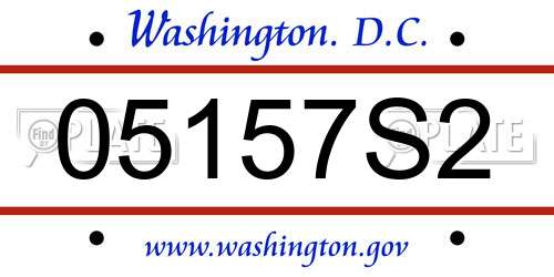 05157S2 District Of Columbia License Plate