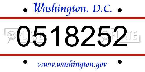 0518252 District Of Columbia License Plate