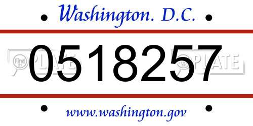0518257 District Of Columbia License Plate