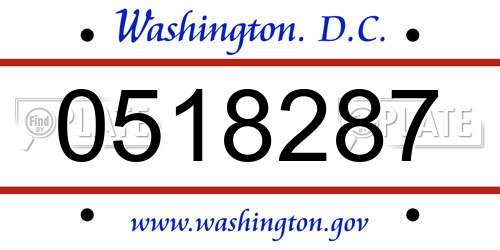 0518287 District Of Columbia License Plate