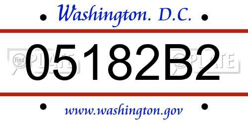 05182B2 District Of Columbia License Plate